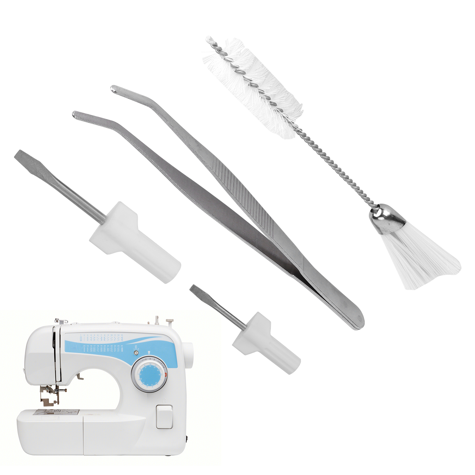 4pcs Set Sewing Machine Cleaning Kit Sewing Machine Double Ended Cleaning  Brush Screwdrivers Elbow Tweezers Cleaning Tools for Cleaning The Sewing